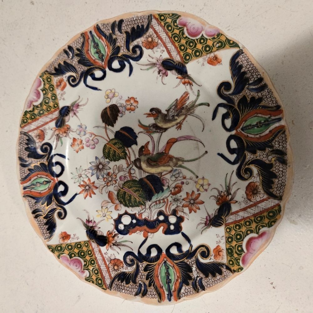 Masons C1850s Floral And Birds Ironstone Plate 9"